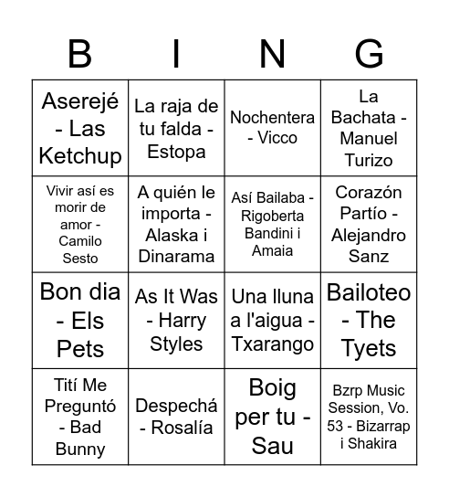 BINGO MUSICAL Bingo Card