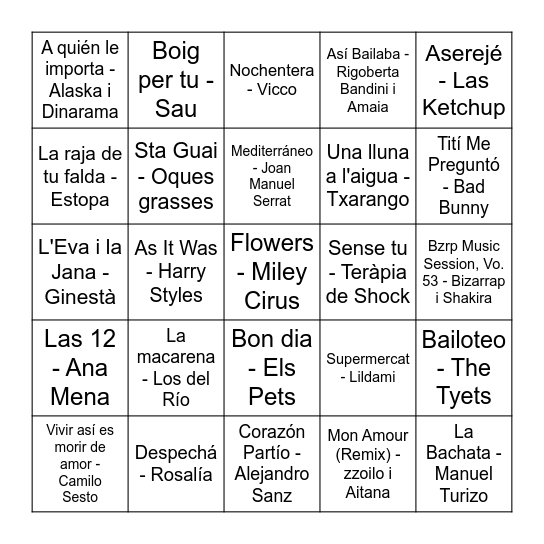 BINGO MUSICAL Bingo Card