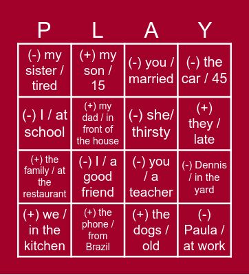 TO BE 3 Bingo Card