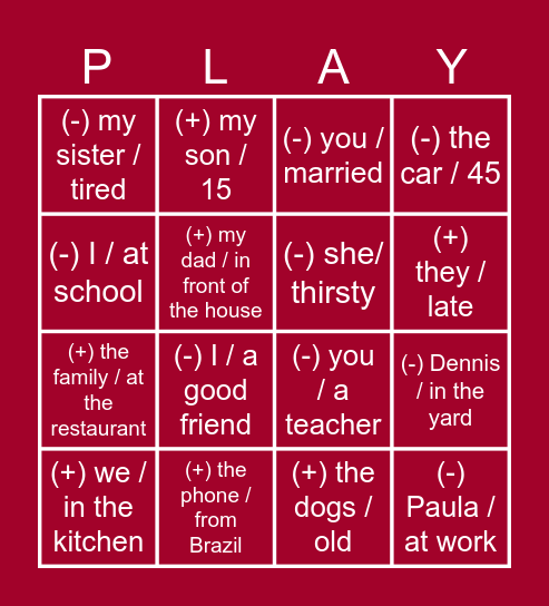 TO BE 3 Bingo Card