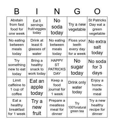 MARCH WELLNESS BINGO Card