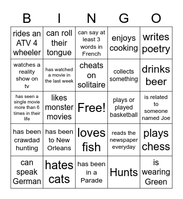 Find Someone Who... Bingo Card