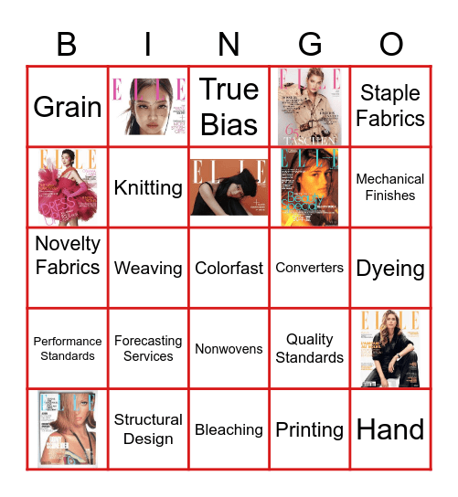 Textile Fabrics and Finishes Bingo Card