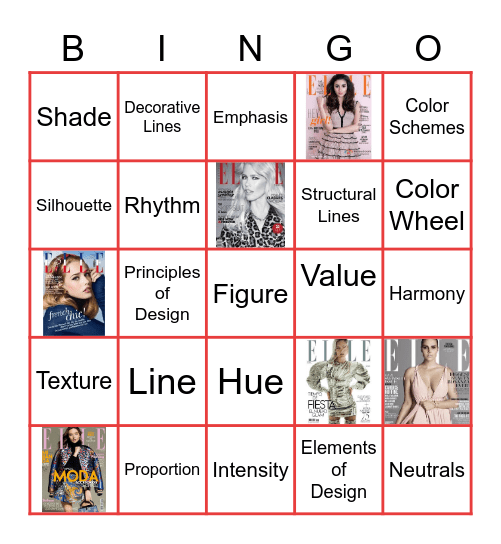 Using Design in Fashion Bingo Card