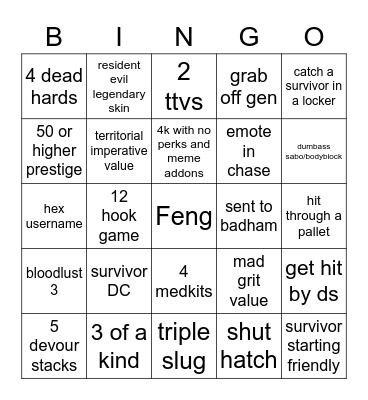 dbd killer bingo Card