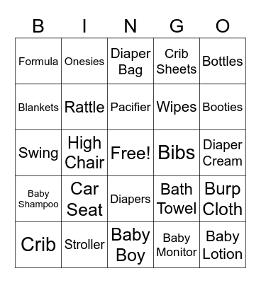 Baby Bingo Card