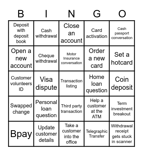 Branch Bingo Card