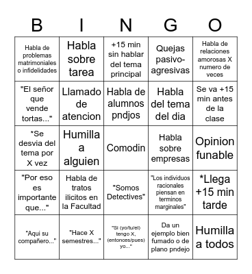 Bingo de Cantillo Bingo Card