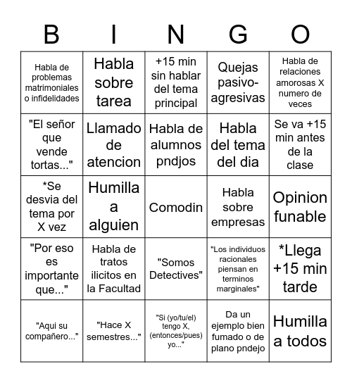 Bingo de Cantillo Bingo Card