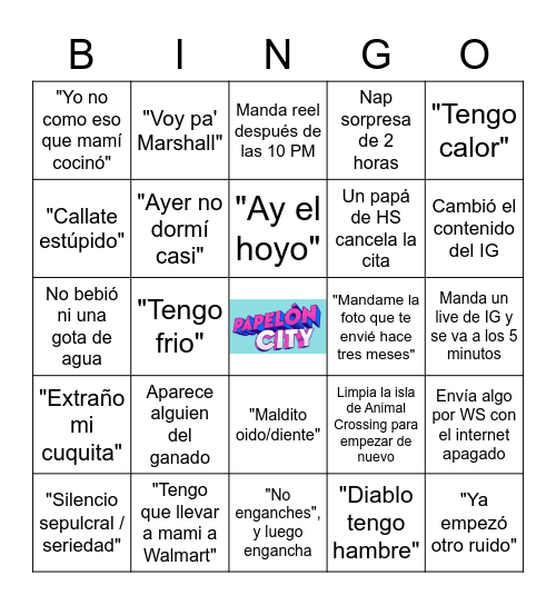 Yani Bingo Card