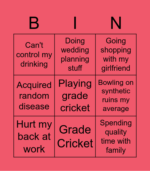 Why I can't play B3 warehouse cricket Bingo Card