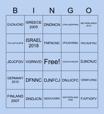 Winners Bingo Card