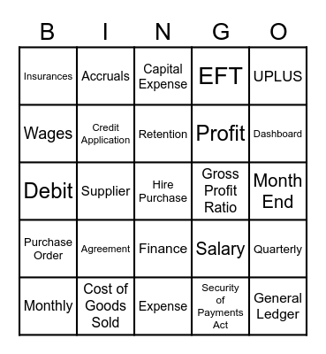 Accounts Bingo Card