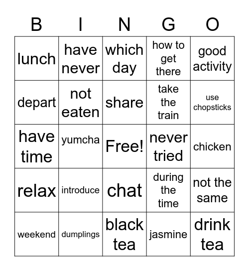 Task 1B Bingo Card