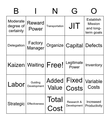 Unit 6 Review A Bingo Card