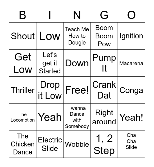 Wedding Songs Bingo Card