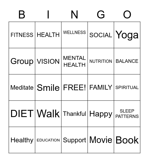 CHRONIC DISEASE, WELLNESS, AND THE COMMUNITY Bingo Card