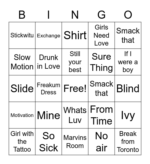 R&B Bingo Card