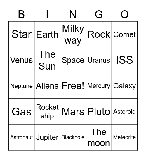 Astronauts Bingo Card