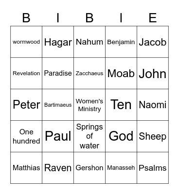 Bible Bingo Card