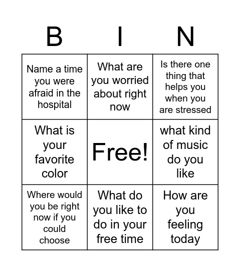 Group Discussion Bingo Card