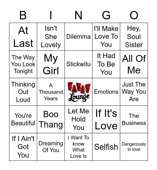 Cupid Favorite Picks Bingo Card