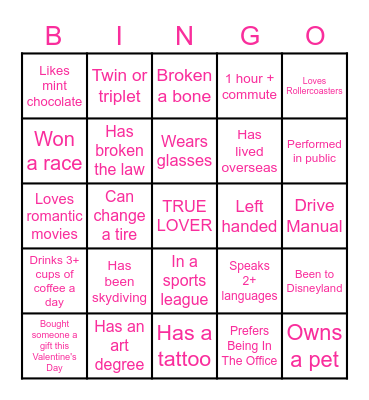 VALENTINE'S BINGO Card
