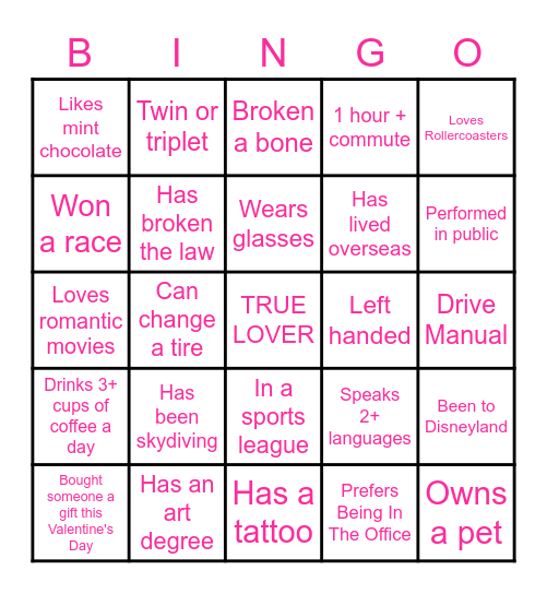 VALENTINE'S BINGO Card