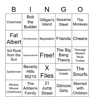 TV Shows Bingo Card