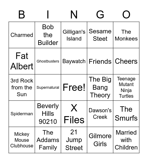 TV Shows Bingo Card