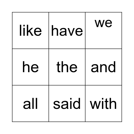 POWER WORDS 3Y Bingo Card