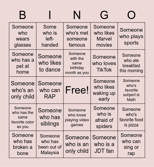 HUMAN BINGO Card