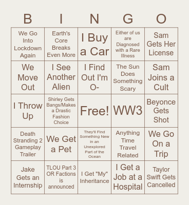 Bret's 2023 Bingo Card Bingo Card