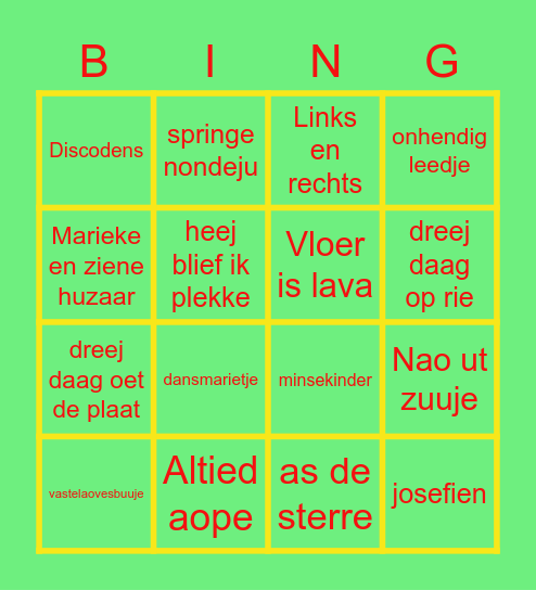 Vastelaoves Bingo Card