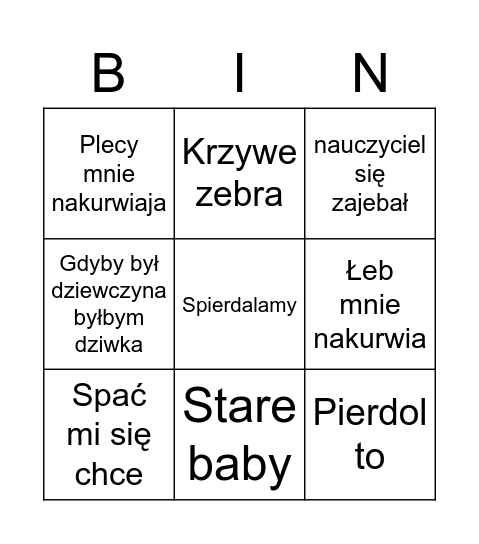 Bingo gurgula Bingo Card