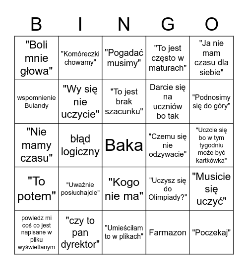 Bingo Baki Bingo Card