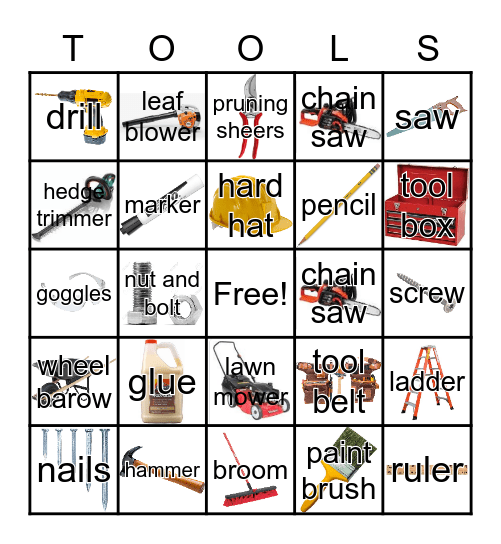 Tools Bingo Card