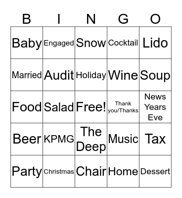 Christmas Party Bingo Card