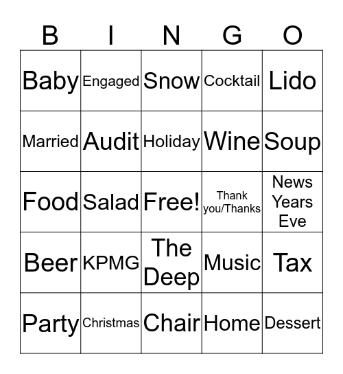 Christmas Party Bingo Card