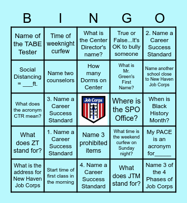New Haven Job Corps Bingo Card