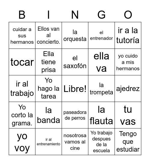 Unidad 5.14 La escuela HHS # 2 Bingo Card