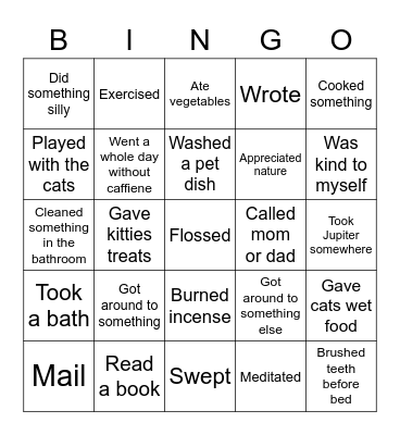 Squirrel Bingo Card