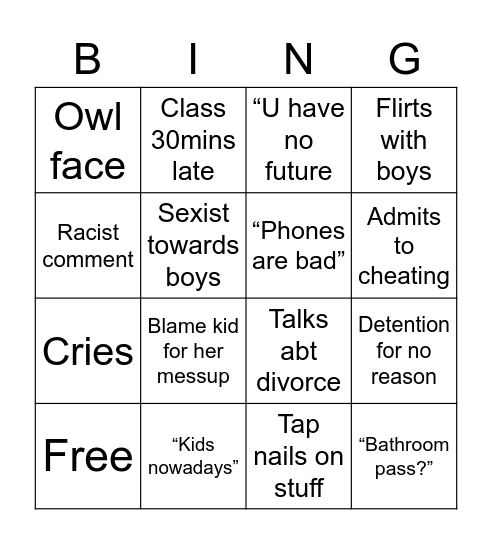 Untitled Bingo Card