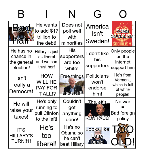 Bernie Smear Bingo Card