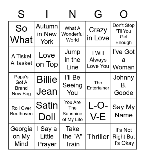 Black History Month Singo Bingo Card