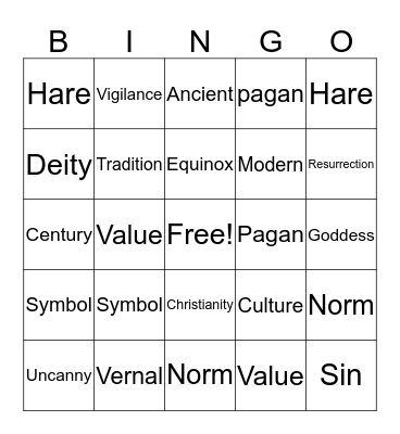 Easter Bingo Card