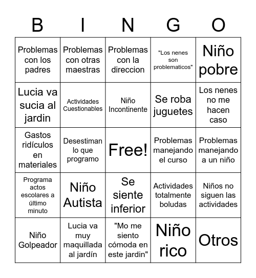 Salita de Lucía 2023 Bingo Card
