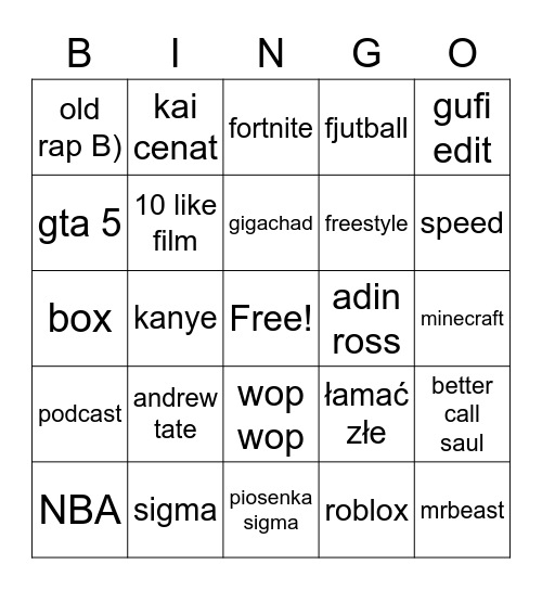 Untitled Bingo Card