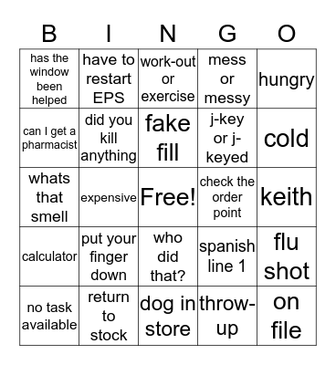 week 2 pharmacy bingo Card