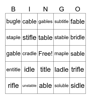 Open C-LE Bingo Card